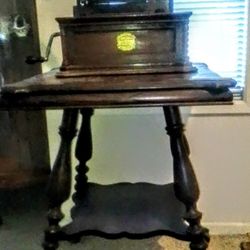 1900 Clawfoot Antique Table and 1902 Graphaphone