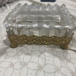 Antique crystal jewelry box