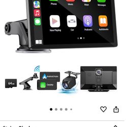 Wireless Apple Carplay Screen for Car 4K Dash Cam, 9" Portable Apple Carplay & Android Auto Car Stereo, with 1080p Backup Camera, GPS Navigation/Mirro