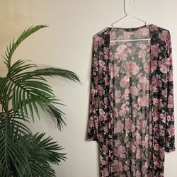 Mesh Floral Cardigan / Beach Cover Up