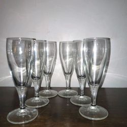 Set of 6 Clear Glass Champagne Flutes / Dessert Glasses / Arts And Crafts