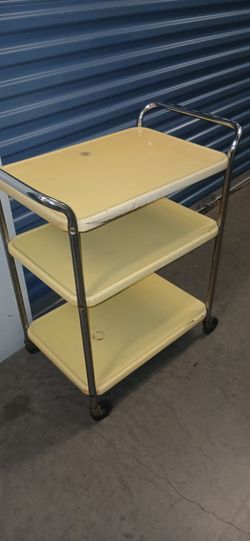 1950s 3 tier kitchen/bar cart , vintage yellow cosco