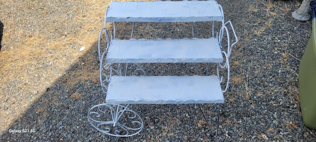 Vintage Metal Plant Stand Cart
