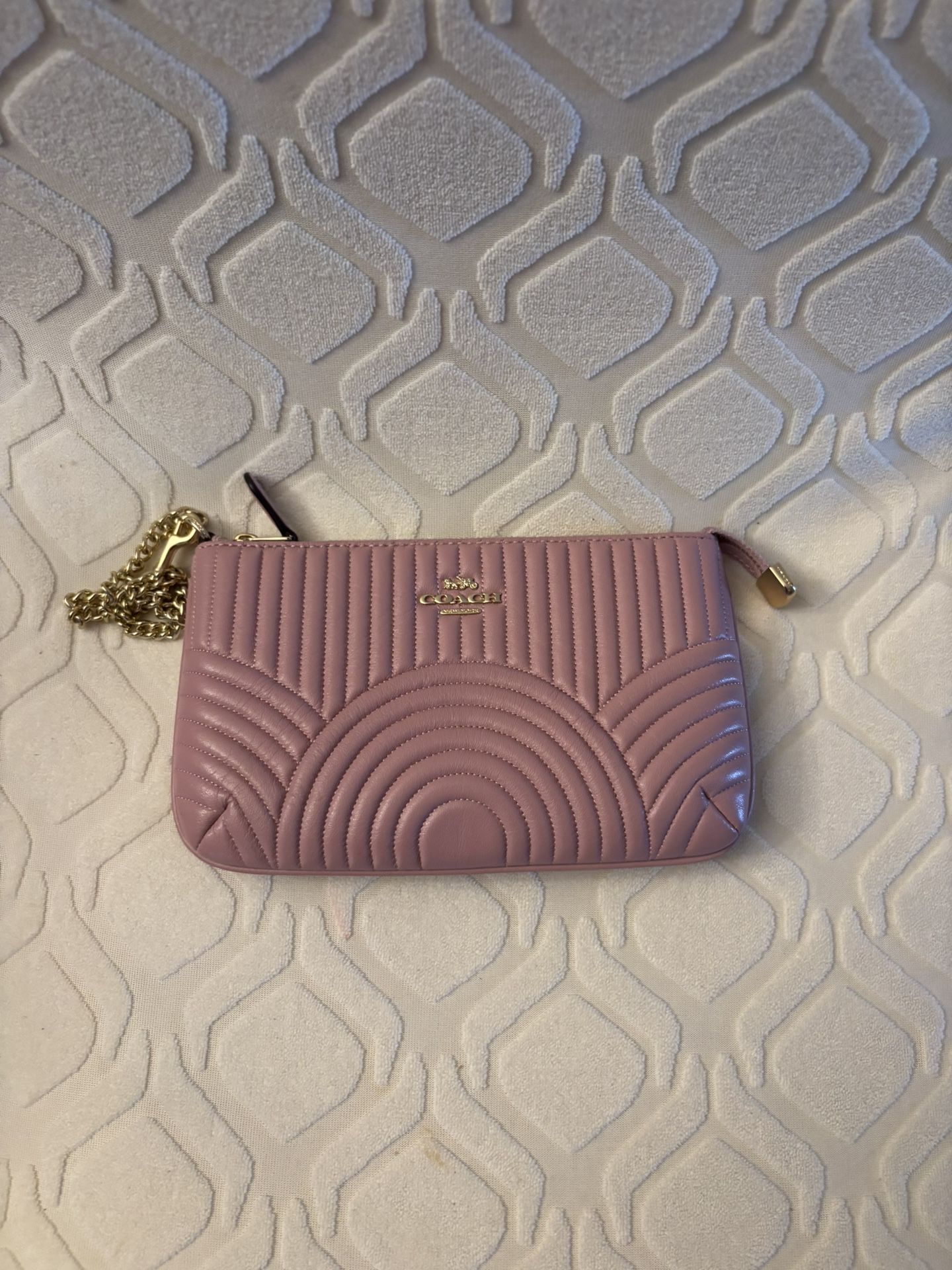 Elegant Coach Pink Quilted Clutch