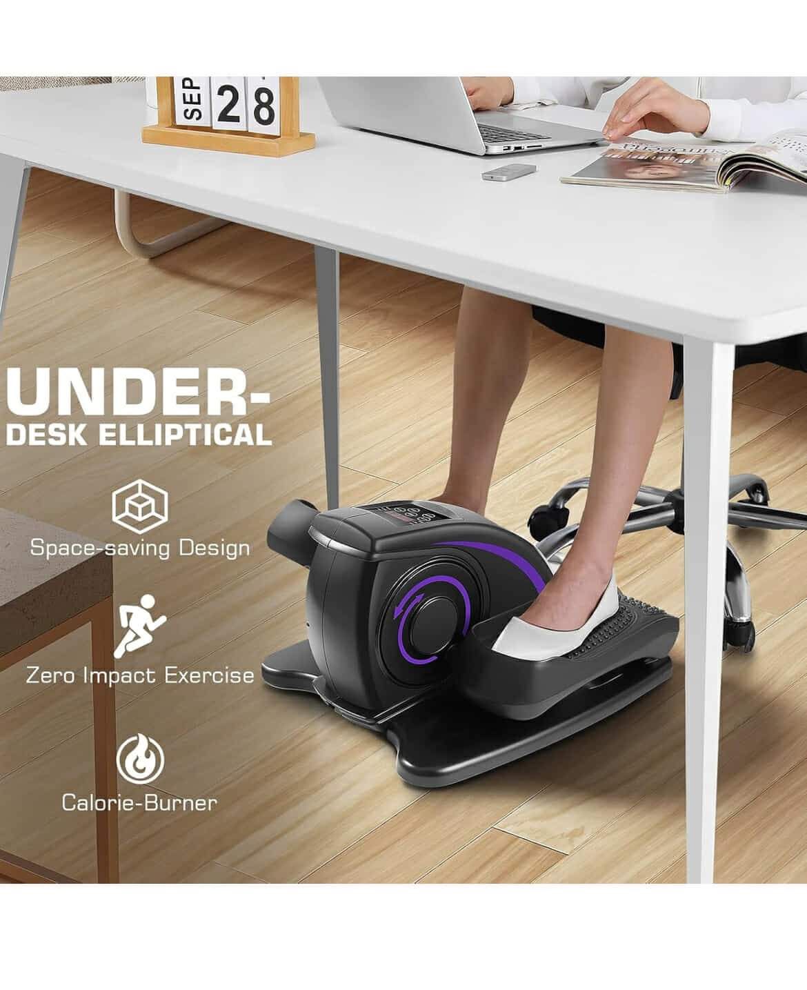 ANCHEER Under Desk Elliptical Machine, Electric Seated Pedal Exerciser, Mini Elliptical Machines for Seniors, LCD Display Monitor, Remote Control, Leg