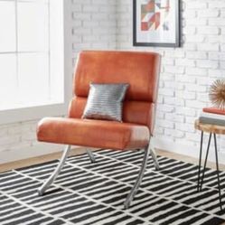 Strick & Bolton Rialto Rust Faux Leather Chair