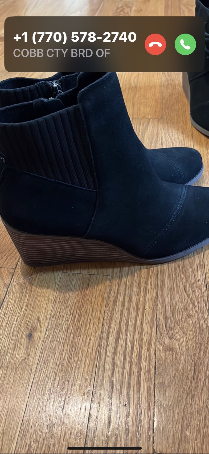 New Size 11 Toms Black Wedge Booties