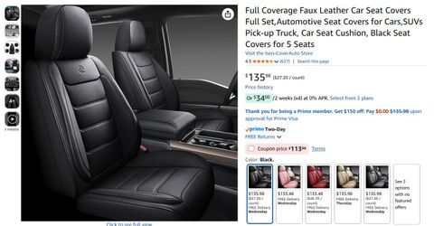 Universal Isen-CoverAuto Car Seat Covers * Full Set* PU Leather Black