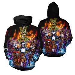 FNAF Five Nights At Freddy's Hoodie, all over print hoodie size M