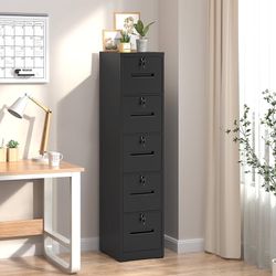 File Cabinet 5 Drawer with Lock, Vertical Filing Cabinets for Home Office, Metal Steel Storage Cabinet for Letter/Legal Size File, Assembly Required(B