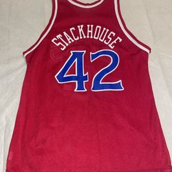 Champion Jerry Stackhouse Red JERSEY Men 48 Clean Philadelphia 76ers Vintage NBA