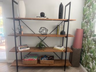 Modern wood and black book shelf