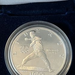 Silver 1992 Proof Olympic Baseball Commemorative Silver Dollar Coin U.S. Mint