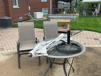 Patio Set with Table, Chairs, and Umbrella