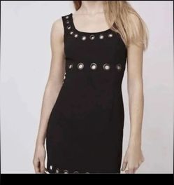 TopShop Black Mini Cocktail Dress with Metal Grommet Circle Cutouts