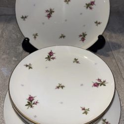 Sango Fine China Chintz 6”-8 & 7.5”-2 Plates Set of 10 Pink Rose Gold Trim Japan