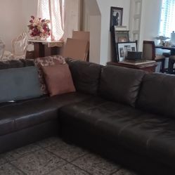Brown Leather Couch 