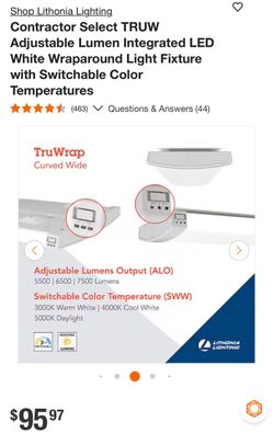 Contractor Select TRUW Adjustable Lumen Integrated LED White Wraparound Light Fixture with Switchable Color Temperatures