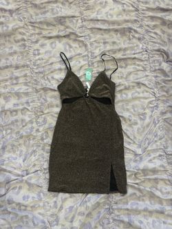 Shimmer Gold Black Mini Dress