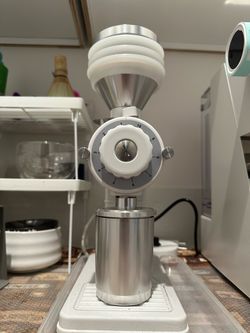 Huanyu Espresso Grinder with Titanium Flat Burr Electric Coffee Grinder with Hopper Bellows