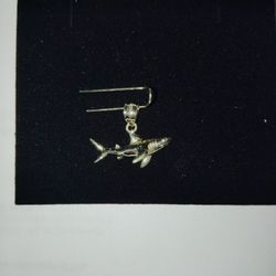 10k Yellow Gold Shark Pendant Charm 