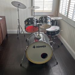 Donner Drum Set Adult with Practice Mute Pad,5-Piece 22 inch Full Size Acoustic Drum Kit
