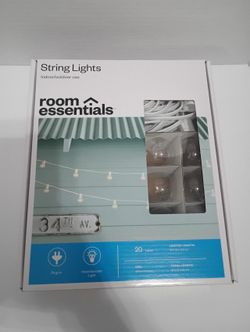 clear bulbs on a white cord.