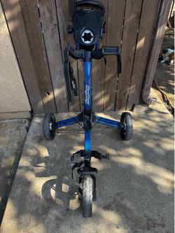 Bag Boy 3 Wheel Golf Push Cart Folding Walking Trolley Adjustable Handle Blue