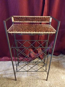 Gorgeous Pier One table with wine rack and glasses holder