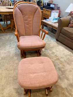 Wooden glider chair with matching ottoman