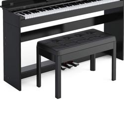 Setting 88-Key Weighted Digital Piano, Electric Upright Piano with 3-Pedal Unit Board, LCD Screen, Multi-Functional Full Size Keyboard and Power Adapt