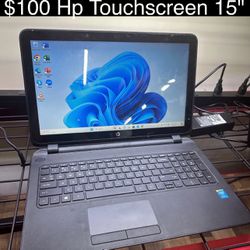 Hp Touchscreen Laptop 15” 6gb i3 240gb Windows 11 Includes Charger, Good Battery 