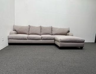 Biege L-shaped Sectional sofa. Made in U.S.A. We deliver & setup.