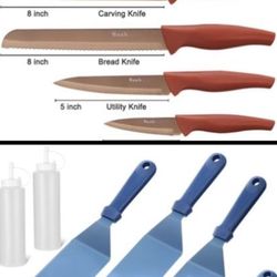 6 Piece Kitchen Knife Set & 7 Piece Grill Accessorie Set