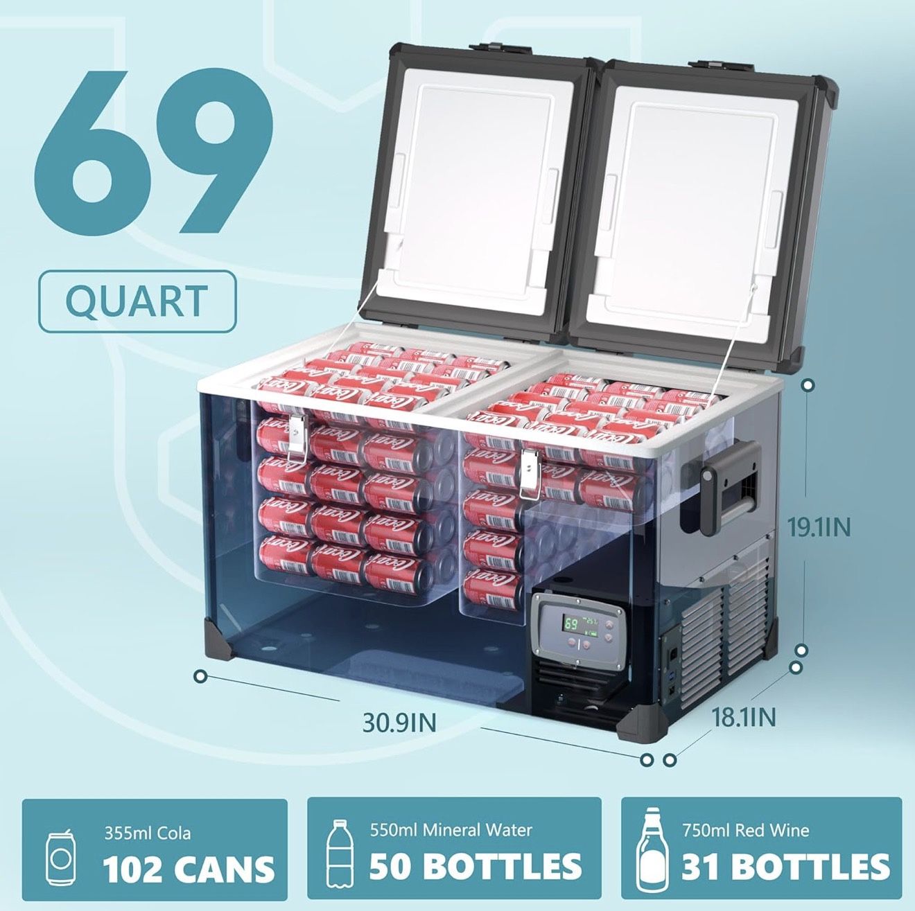 ⚡️ 12 Volt Refrigerator, 69QT Electric Cooler (brand new)