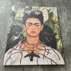 Self-Portrait With Thorn Necklace And Hummingbird By Frida Kahlo Canvas