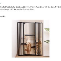 No Pawblems 55.1" Extra Tall Pet Gate for Cat/Dog, 29.9-44.4" Wide Auto Close Tall Cat Gate, NO Drilling Pressure Mounted for Doorways/Hallways, 1.37"