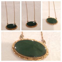 Vintage green Crystal necklace gold plated