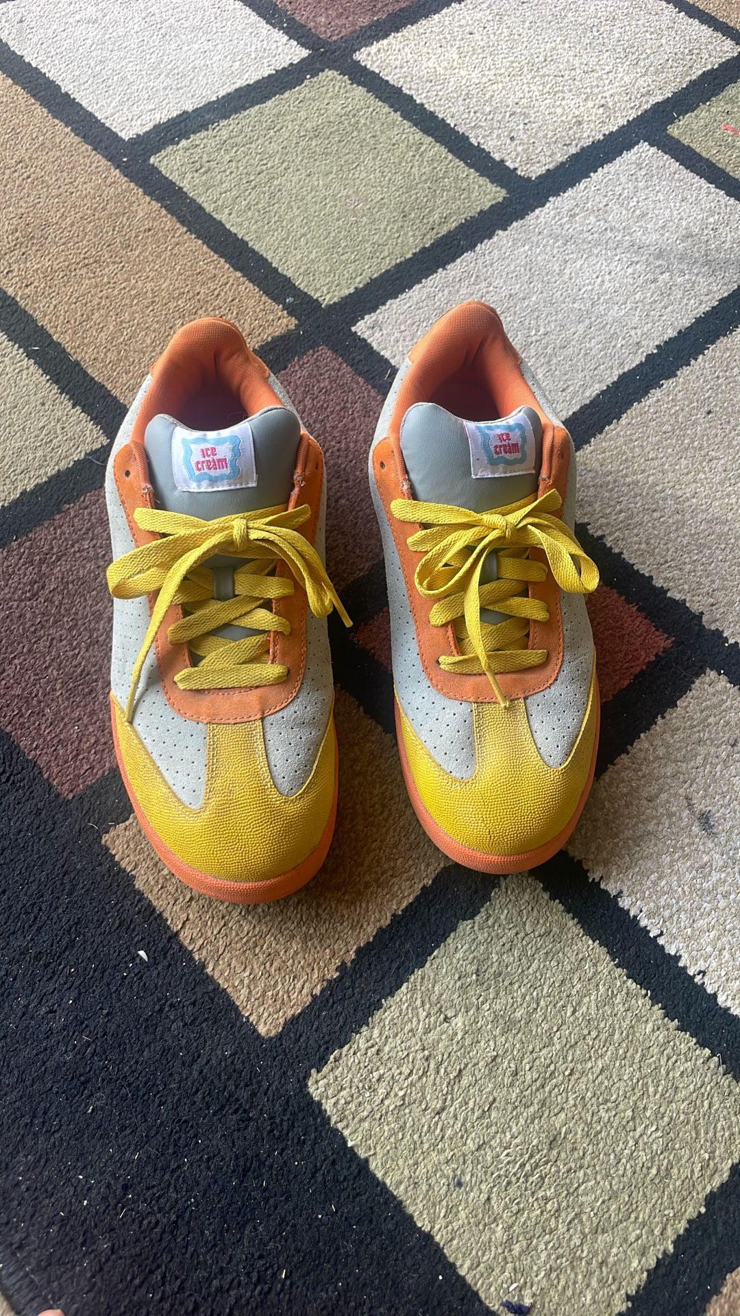 Reebok X BBC Ice Cream Pharrell Board flip And Platinum/ Cyber Yellow/ Orange 2007 Size 9