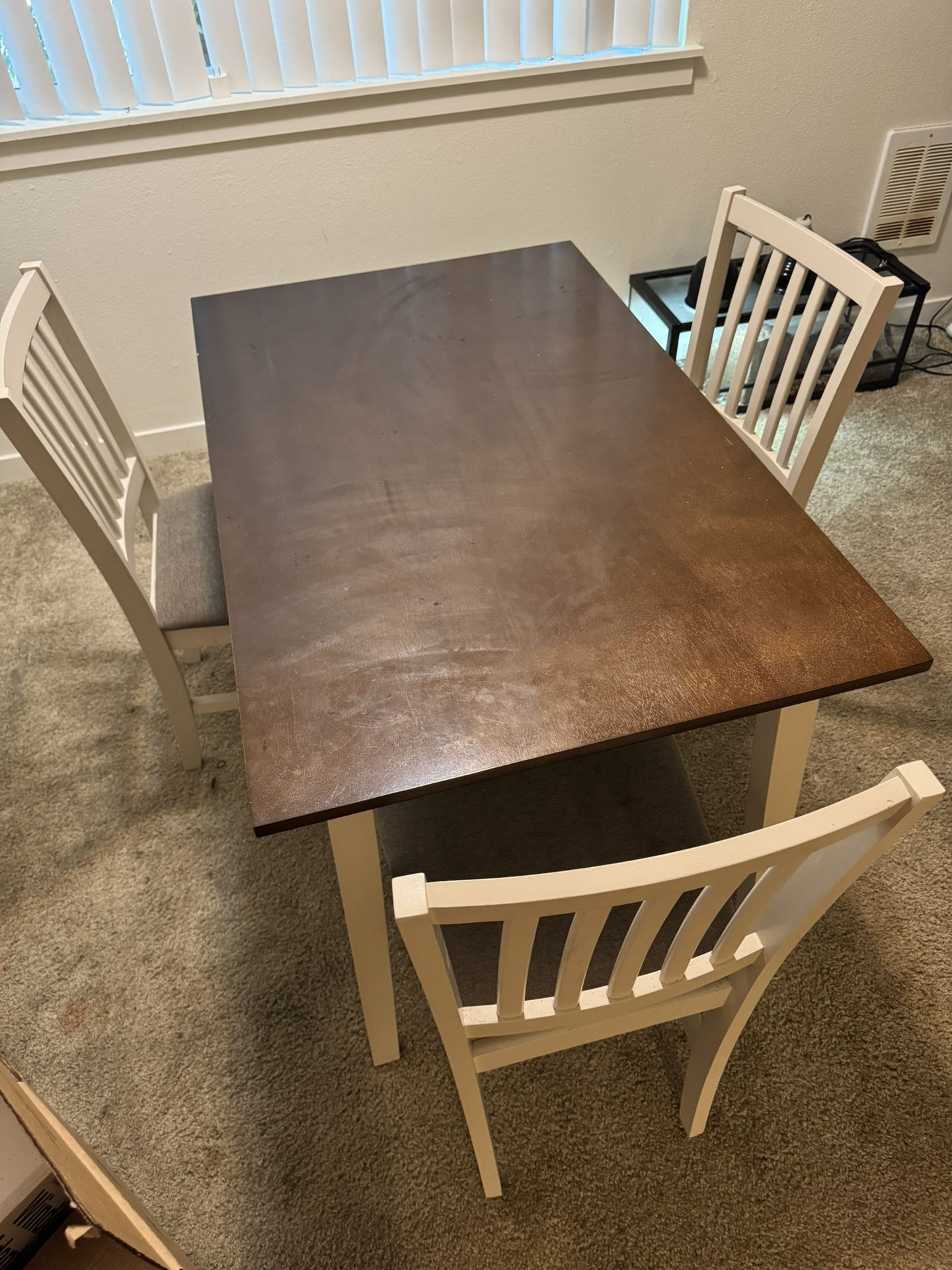 Brown and white table