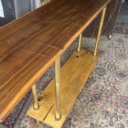 New handcrafted Walnut wood slab Console sofa table entry table with pure brass legs L79”*D15”*H38”