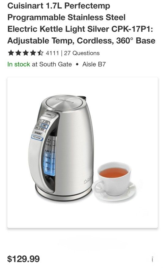 NEW CUISINART 1.7L ELECTRIC KETTLE