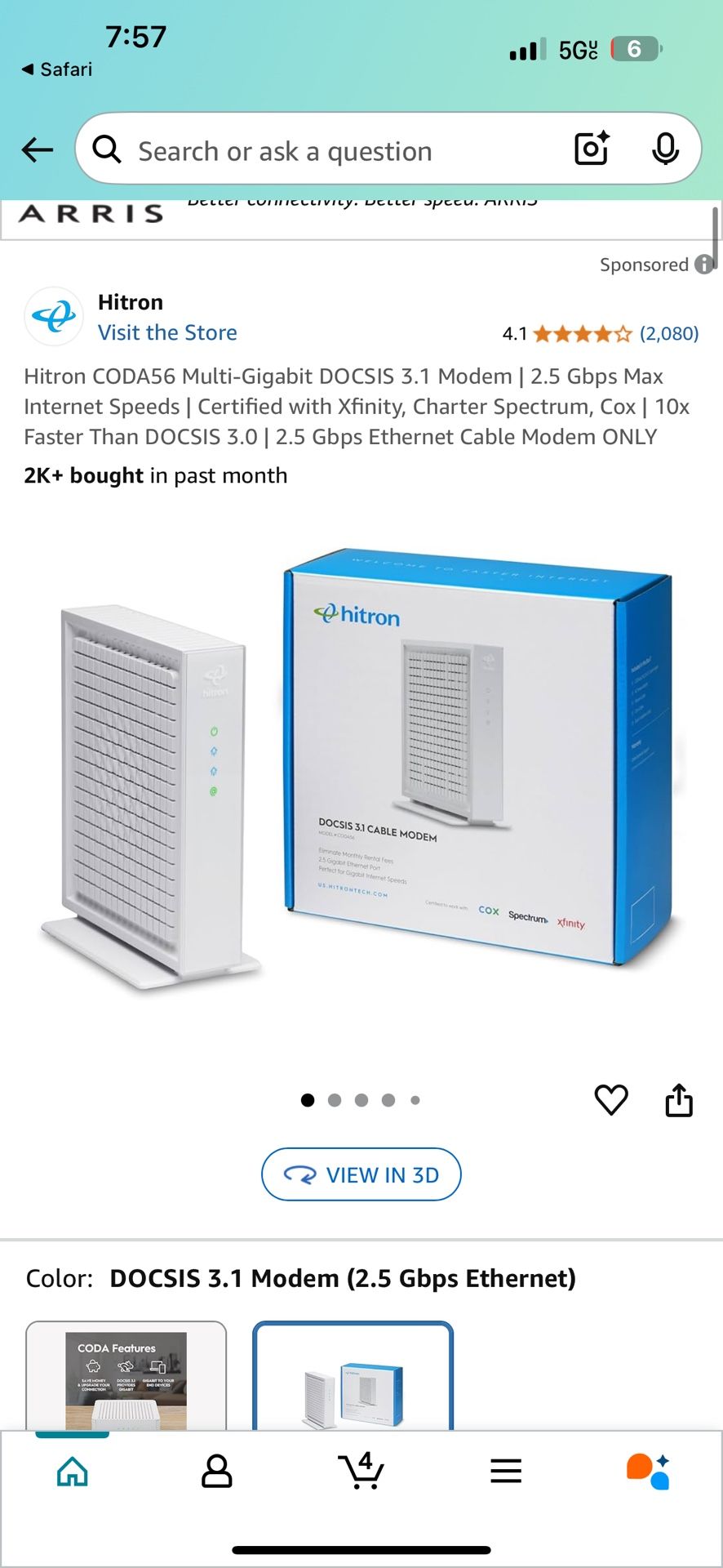 Hitron Coda56 Multi Gigabyte Docsis 3.1 Modem New In Box Cable Modem Only