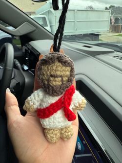 Jesus Crochet Review Mirror Keychain