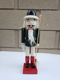 14" Hand-painted Michael's Christmas White Fisherman Nutcracker with Beard 1993