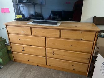 Pine Wood 9 Drawer Dresser