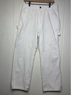 Dickies Men’s White Carpenter Work Pants 34x30 Utility Painter Cotton Jeans