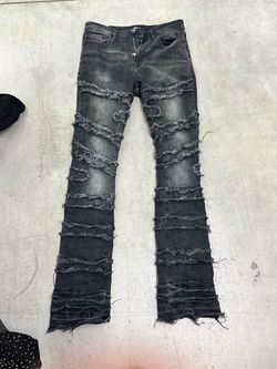 Fashion Nova Fray Stacked Skinny Flare Jeans