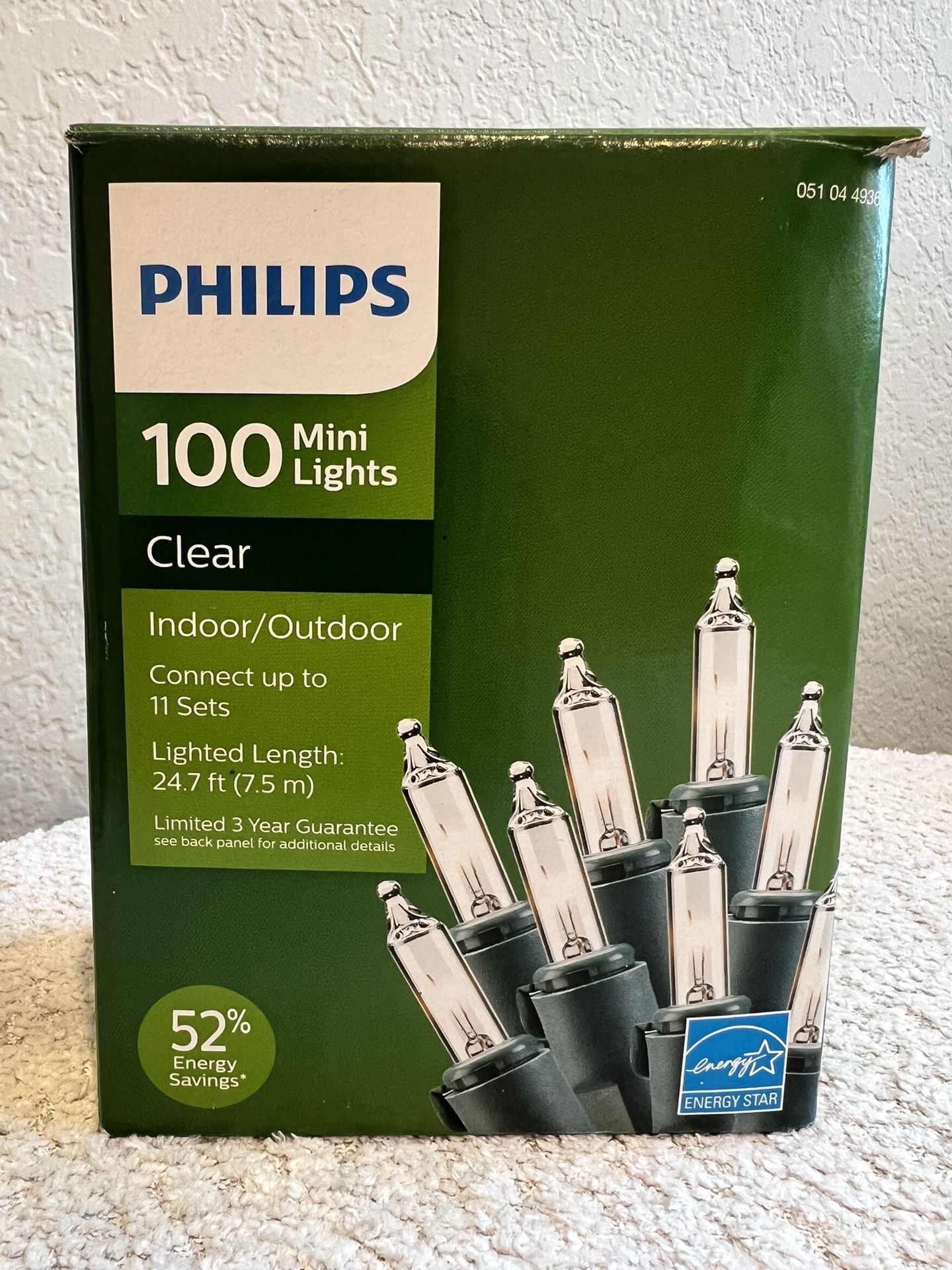 PHILIPS 100 Mini Christmas Lights- Clear Indoor/Outdoor
