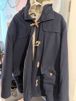 Navy Blue Duffle Coat with Sherpa Lining